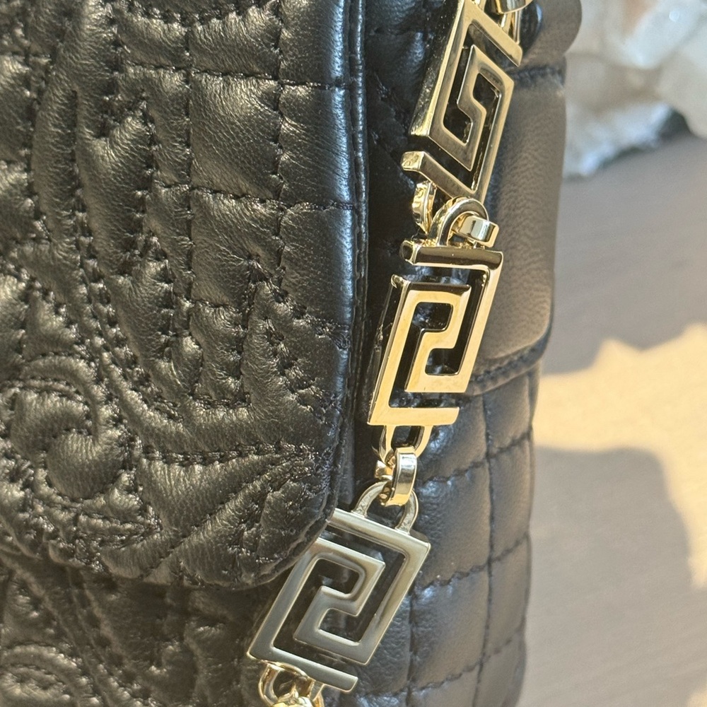 Versace Black Quilted Leather Medusa Tassel Clutch - Picture 4 of 7
